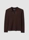 Brown viscose-blend polo-collar jumper with relaxed fit_4