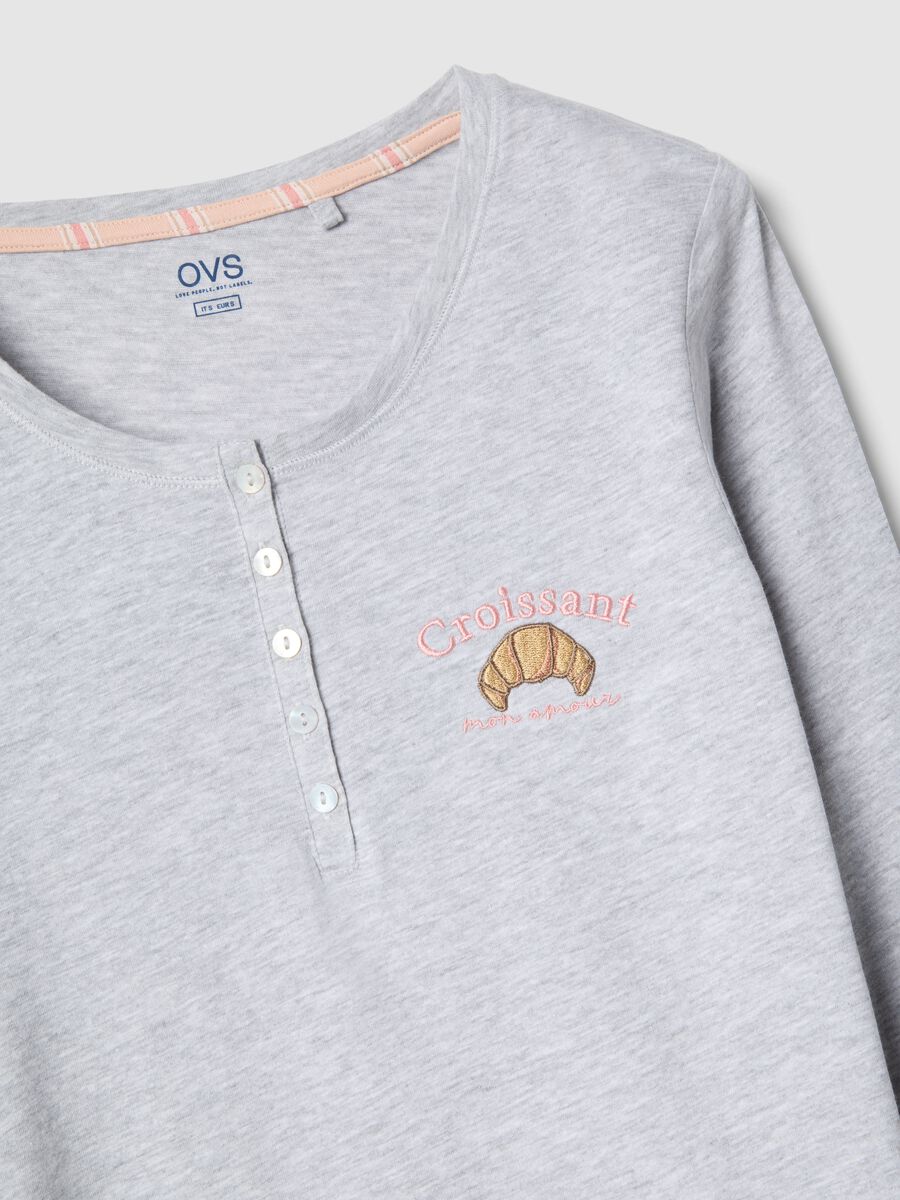 Regular fit multicolour pure cotton pyjamas with croissant_1