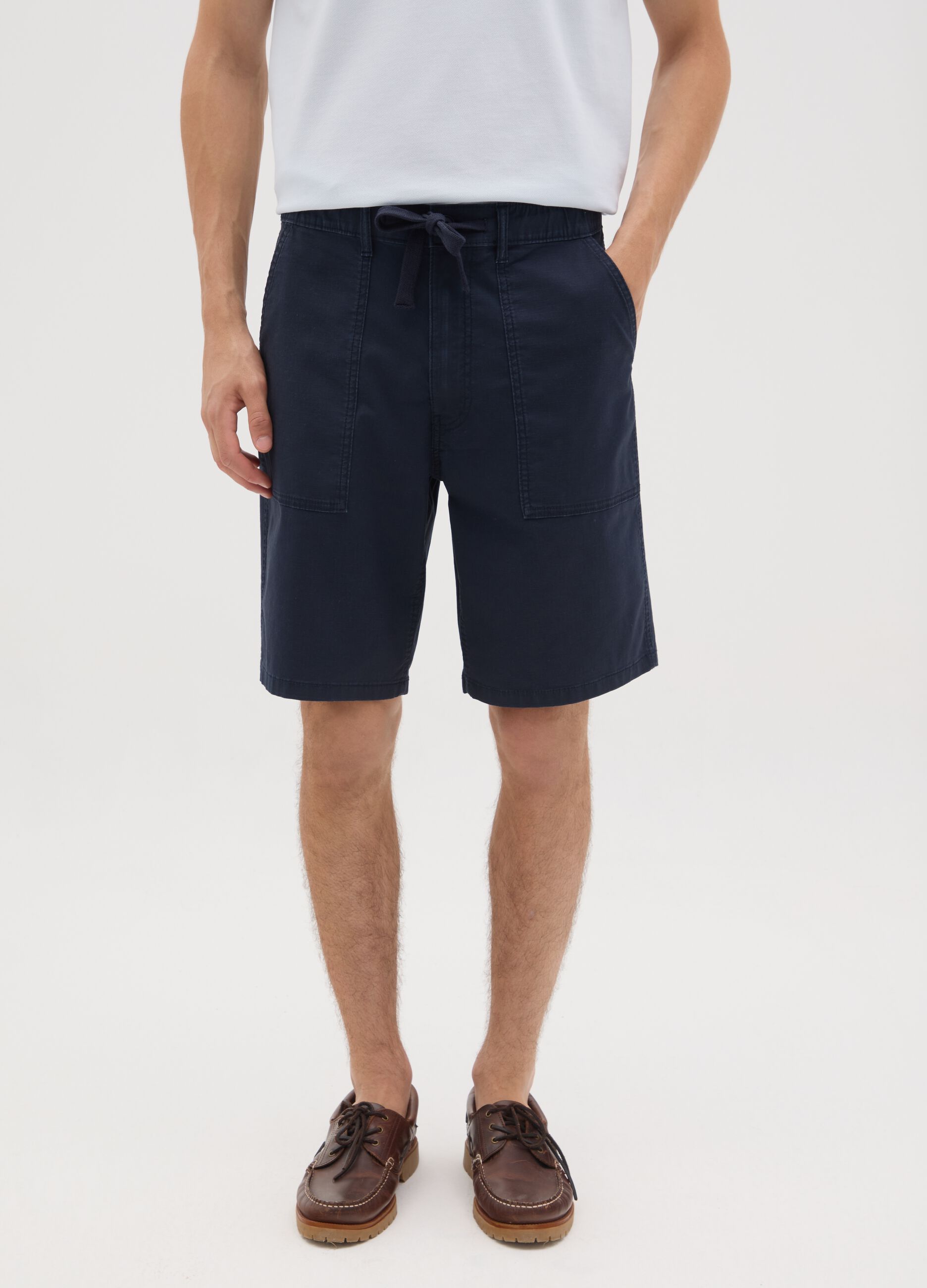 Men's Blue Cotton Regular Fit Shorts