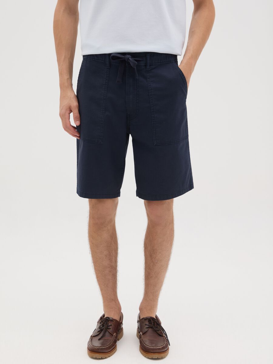 Men's Blue Cotton Regular Fit Shorts_1