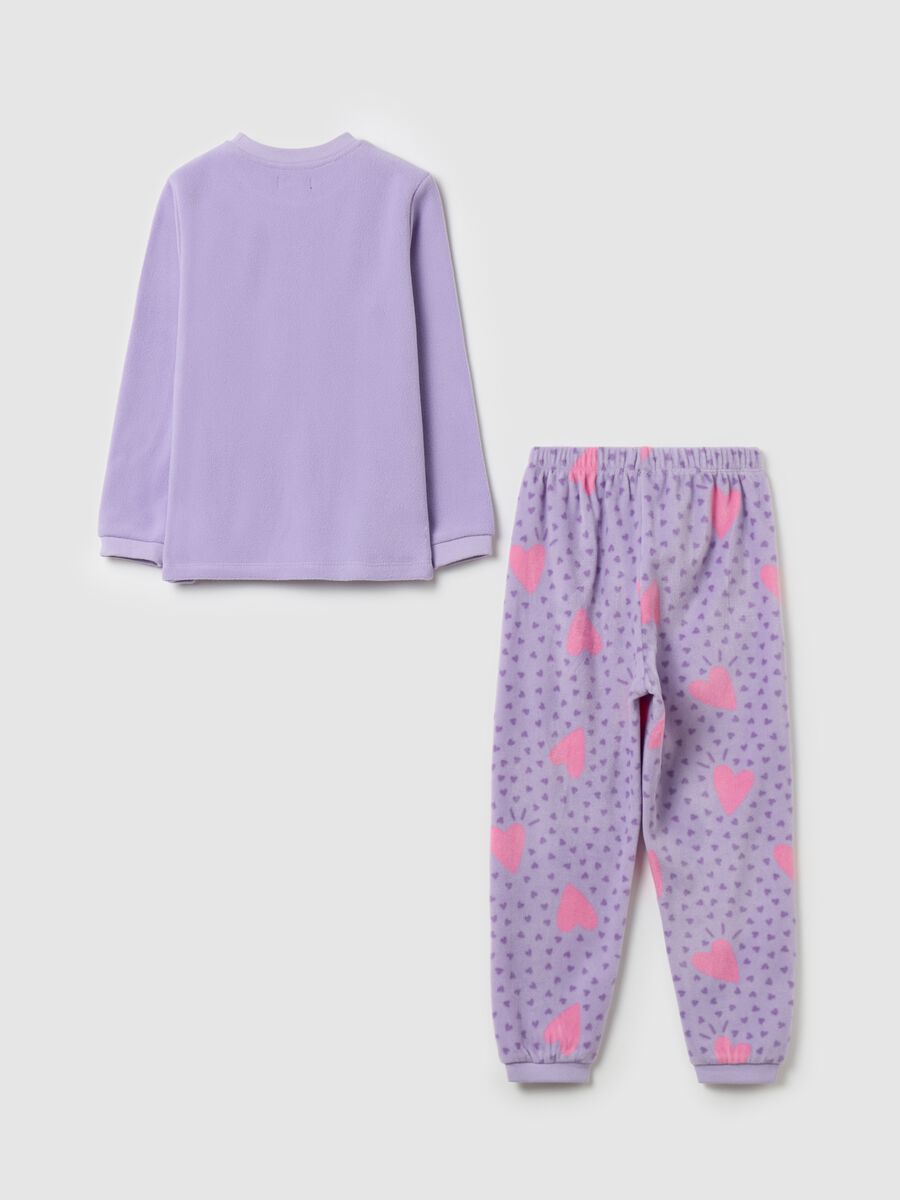 Fleece pyjamas with bear and hearts print_1