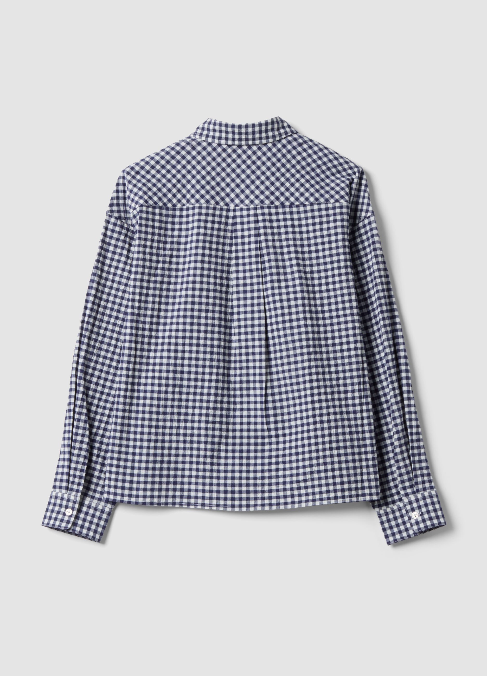 Blue checked regular-fit stretch cotton shirt