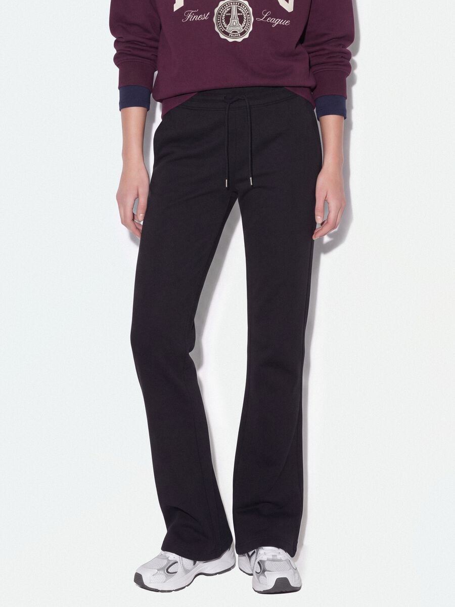 Blue flared joggers in stretch organic cotton_1