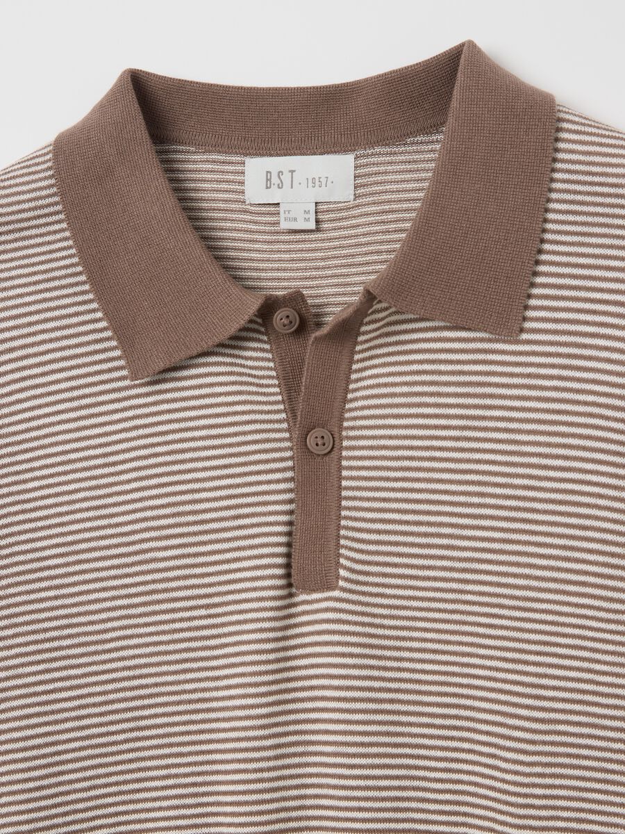 Brown striped polo shirt in cotton_5