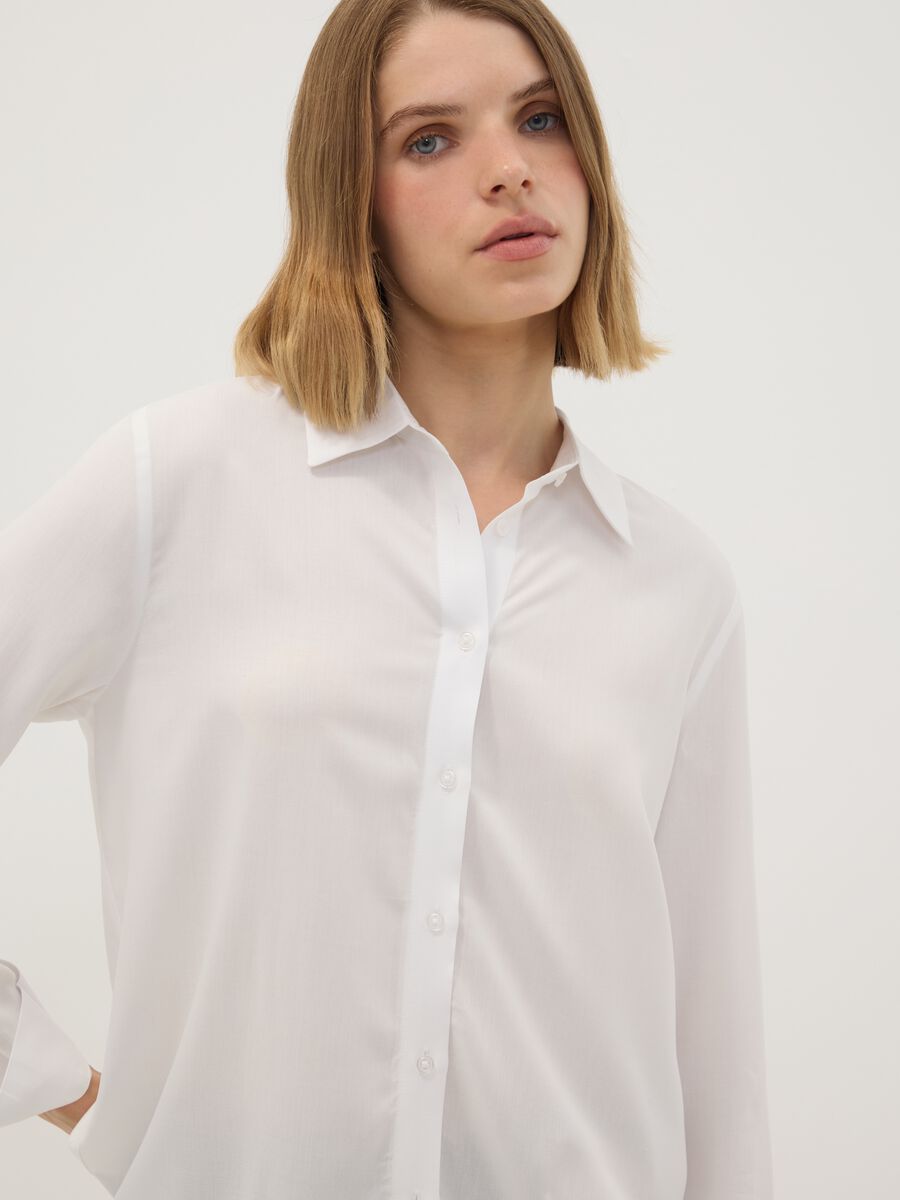 Camicia bianca in pura viscosa regular fit_0