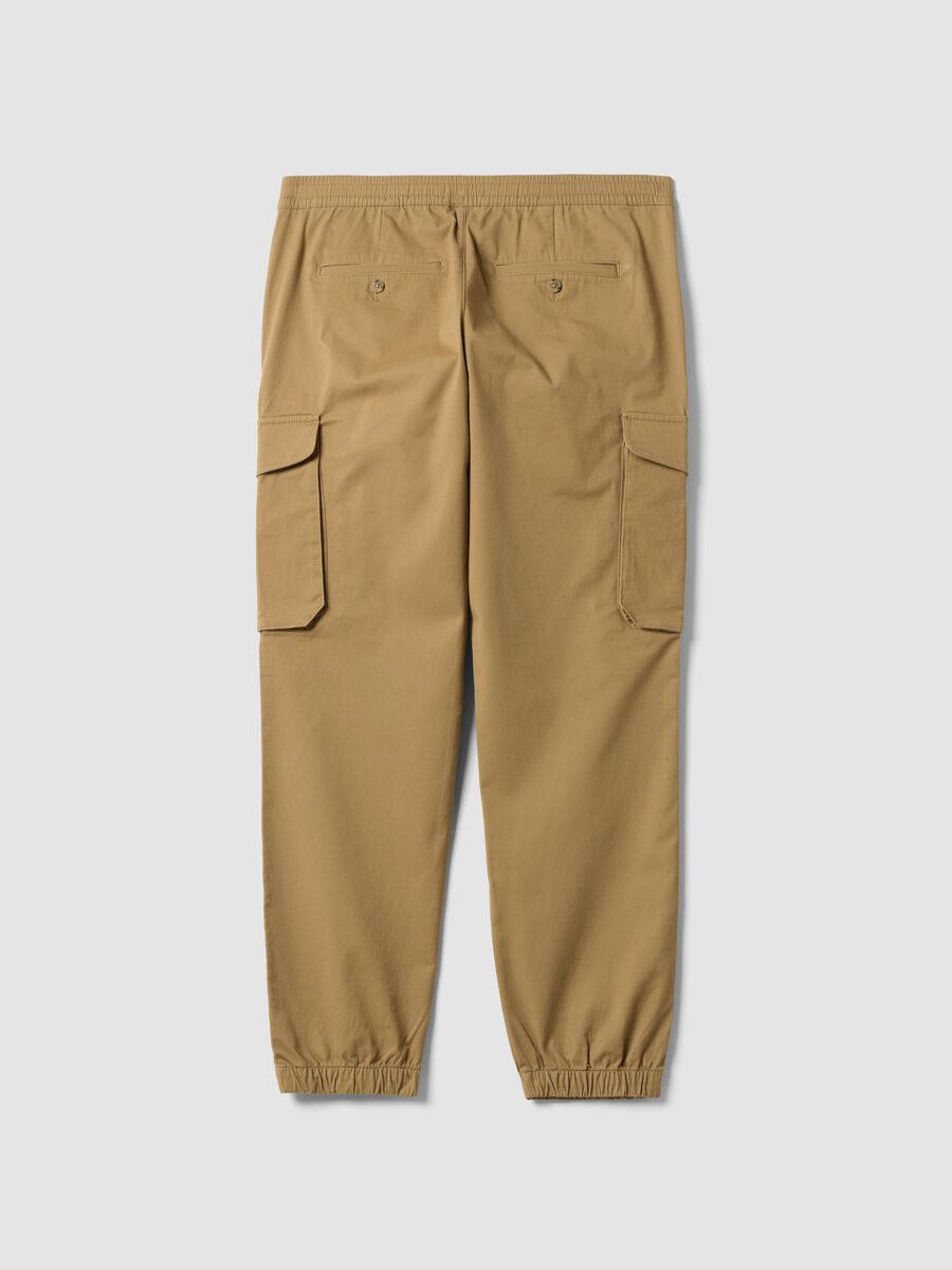 Pantaloni cargo marroni in cotone elasticizzato regular fit_2