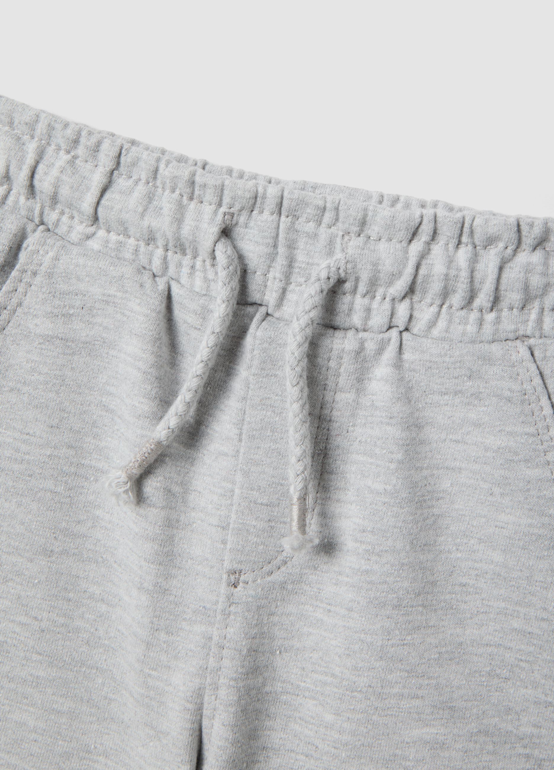 Grey pure cotton shorts with elasticated waistband