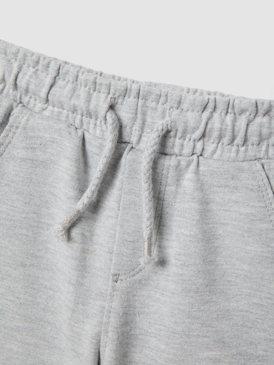 Grey pure cotton shorts with elasticated waistband_3