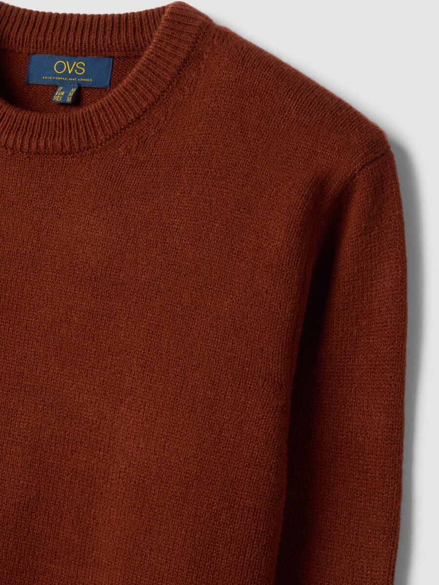Maglia marrone girocollo in jersey knit regular fit_5