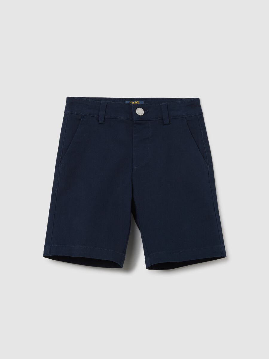 Blue Stretch Cotton Shorts for OVS Kids_0