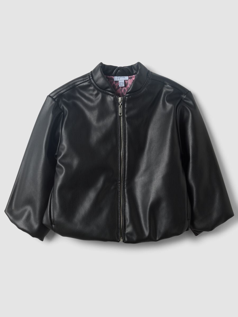 Black padded zip-up jacket for girls_0