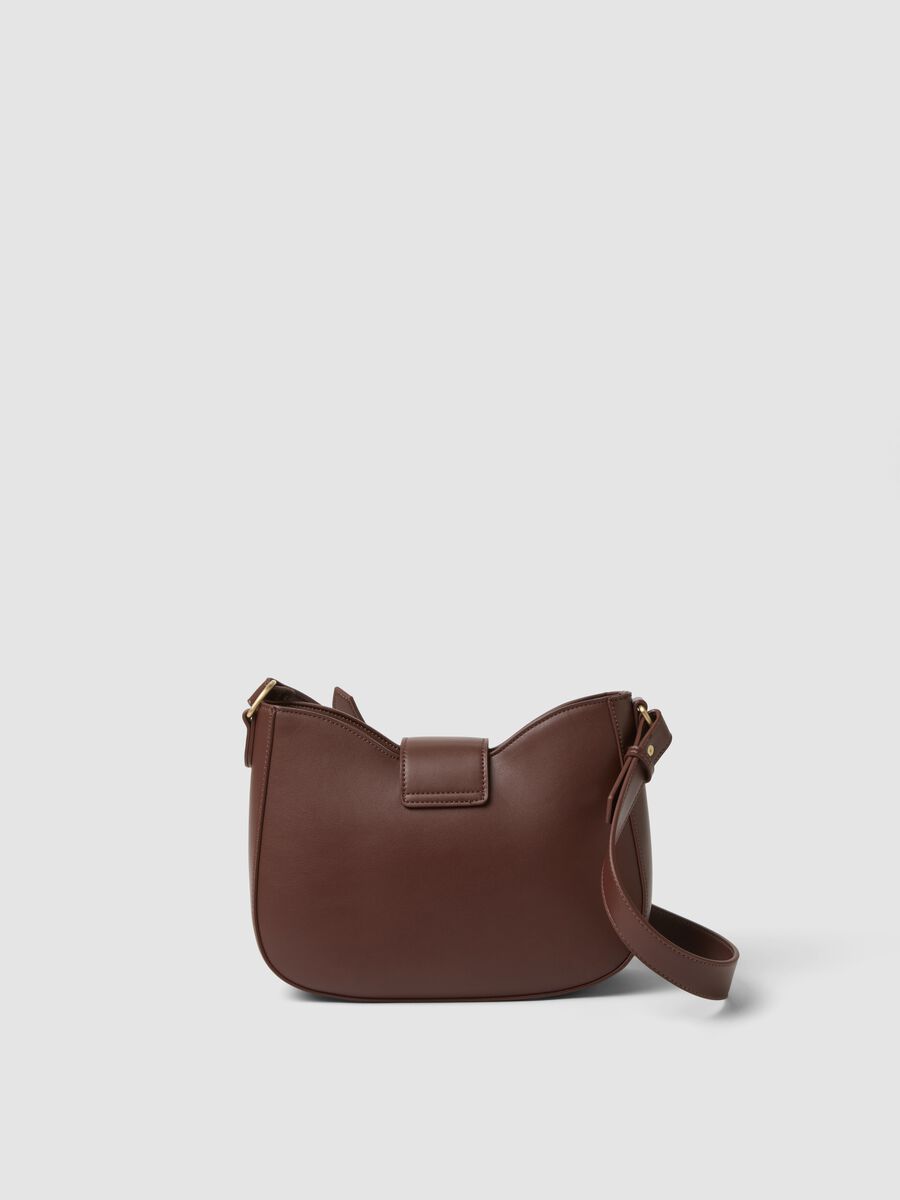 Brown shoulder bag with flap and adjustable strap_1