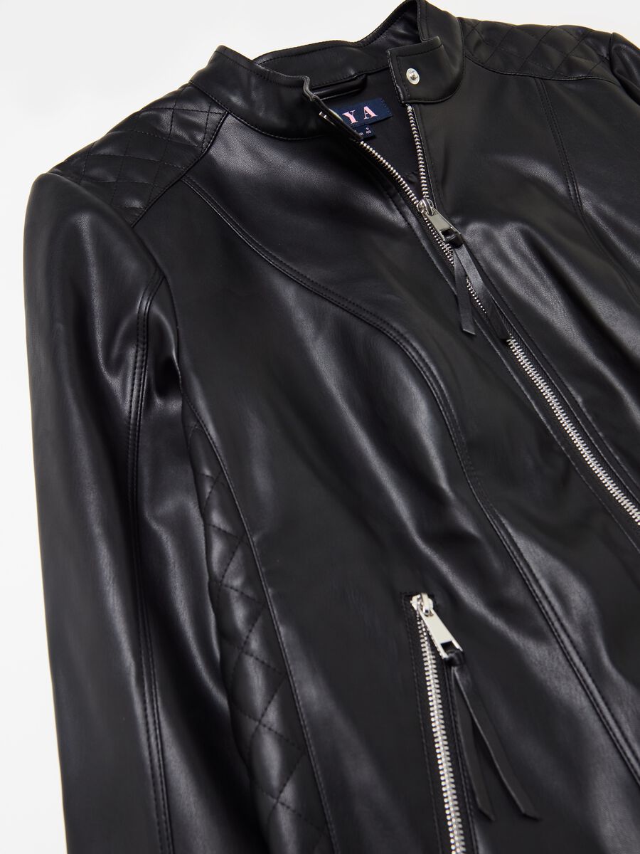 Giacca chiodo con impunture trapuntate Curvy_3