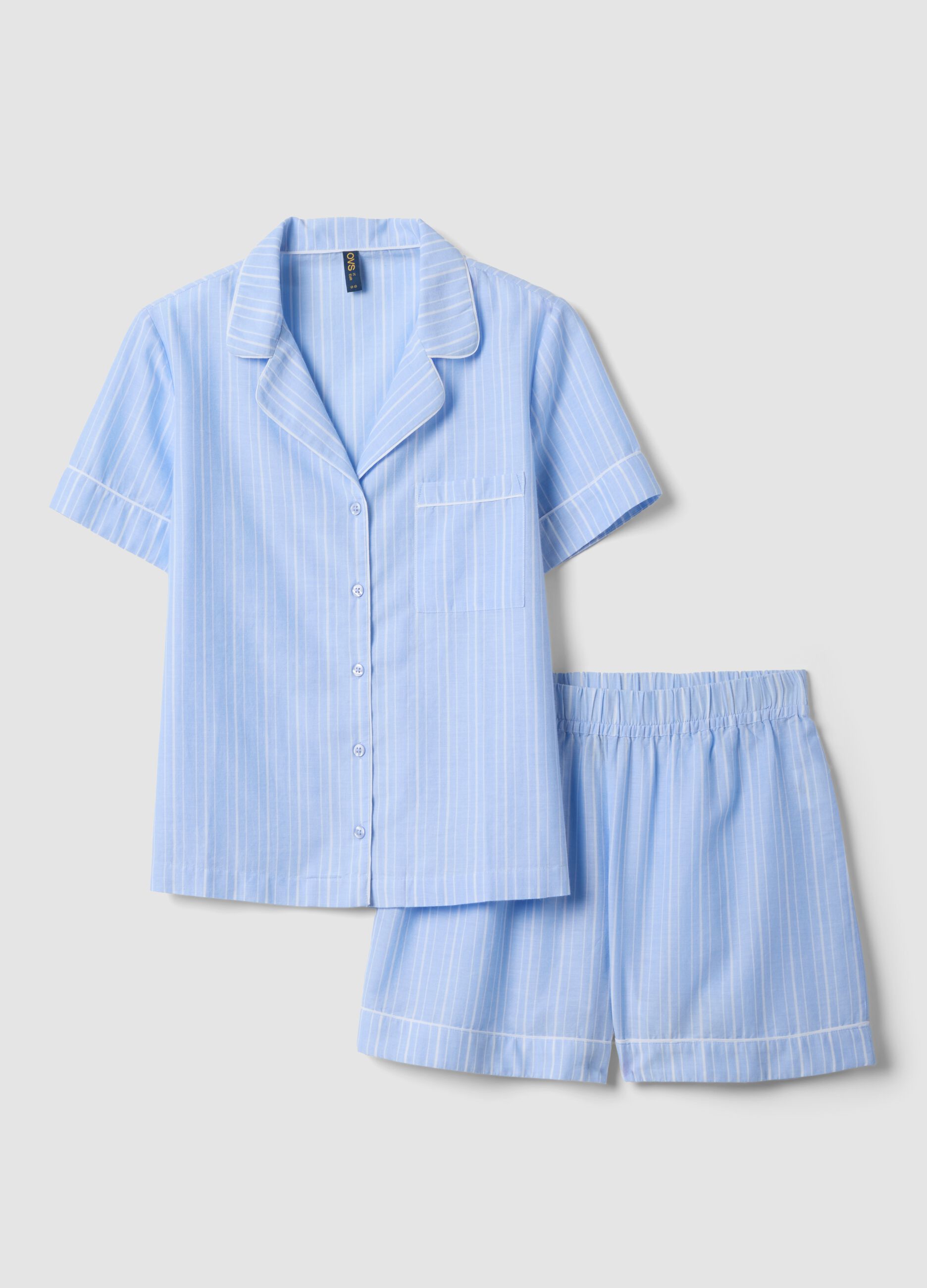 Blue striped pure cotton pyjamas, regular fit