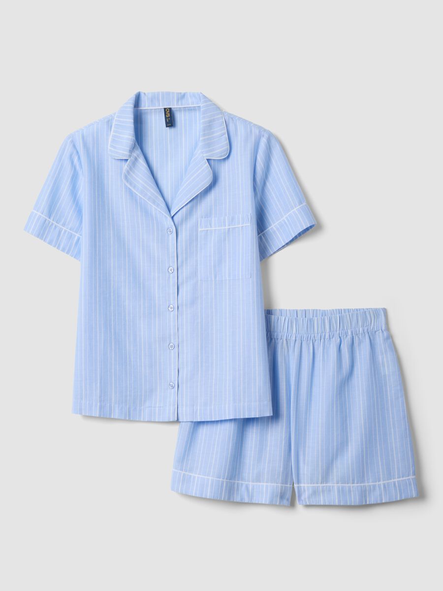 Blue striped pure cotton pyjamas, regular fit_4