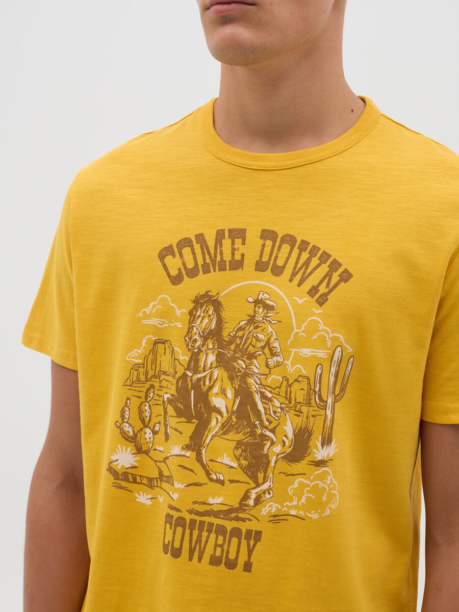 Yellow Cotton Short Sleeve T-shirt_2
