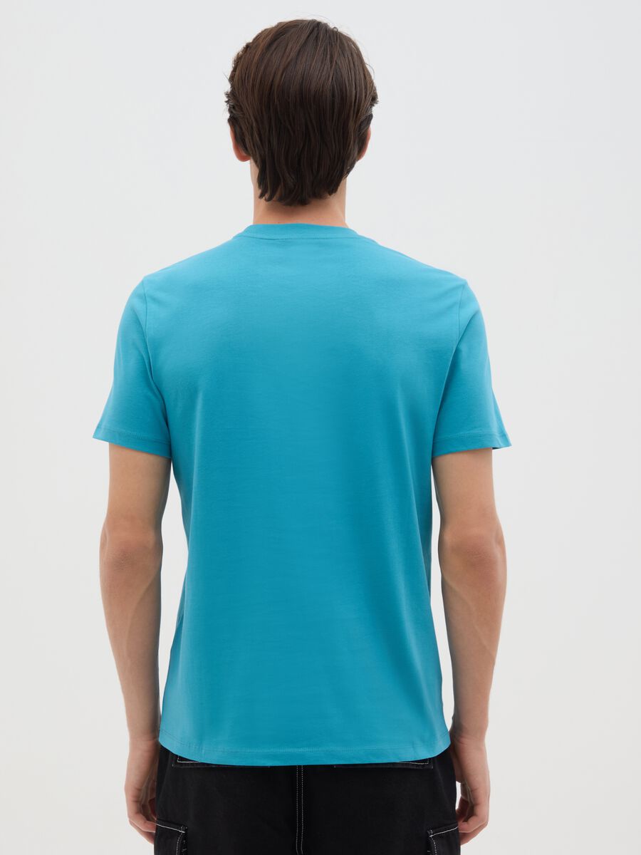 Men's Sky Blue Pure Cotton T-shirt in Regular Fit_3