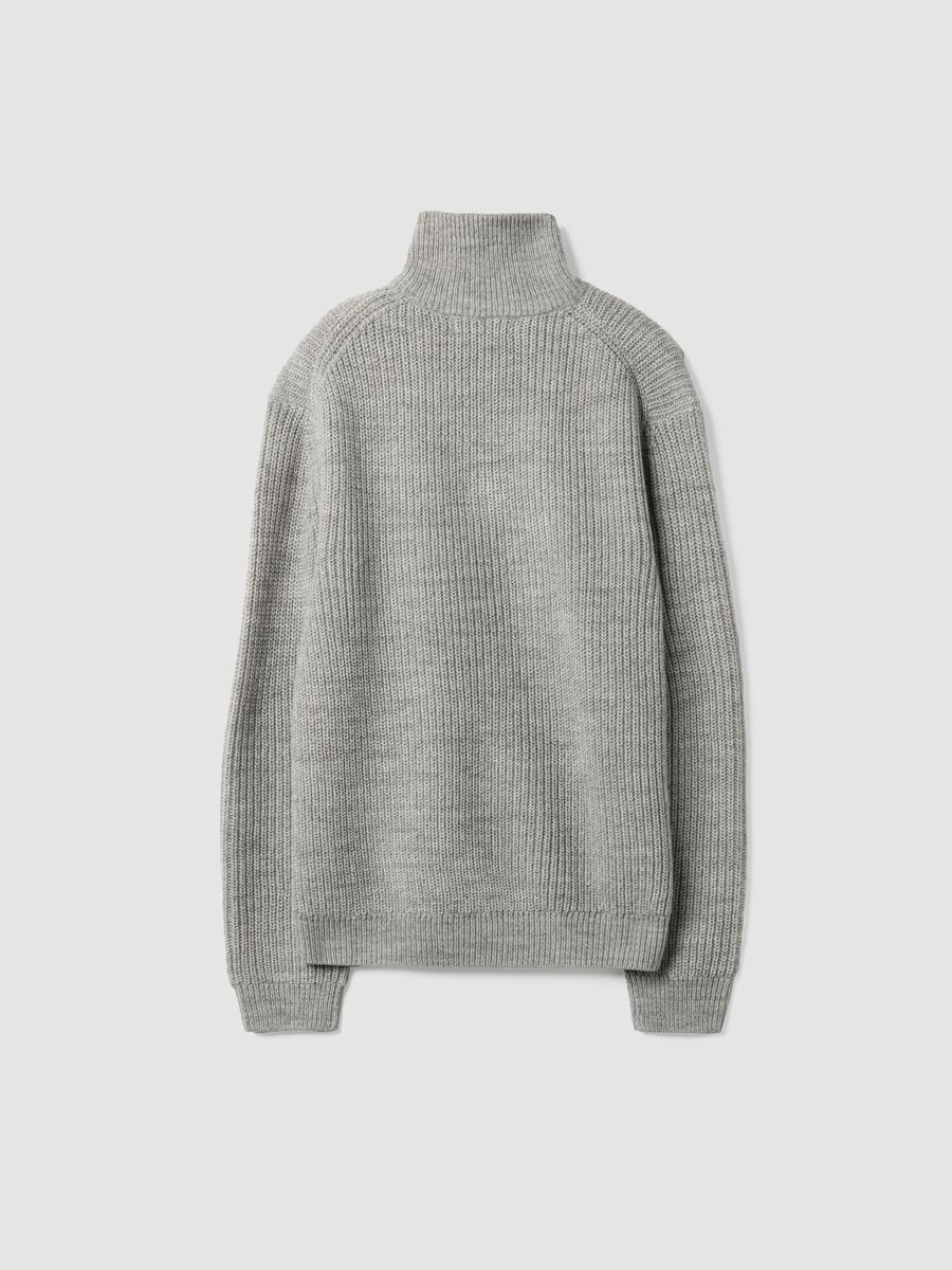 Maglia grigio chiaro in misto lana con colletto regular fit_6