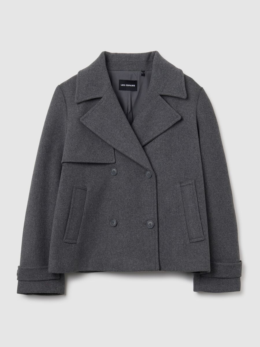 Cappotto in misto lana grigio regular fit_4