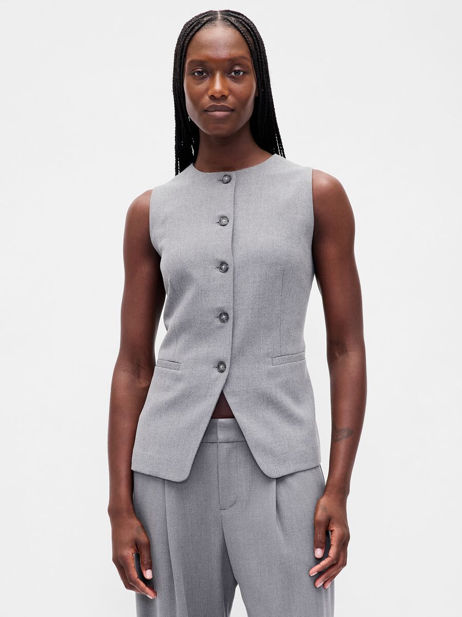 Grey Waistcoat in Stretch Fabric_0