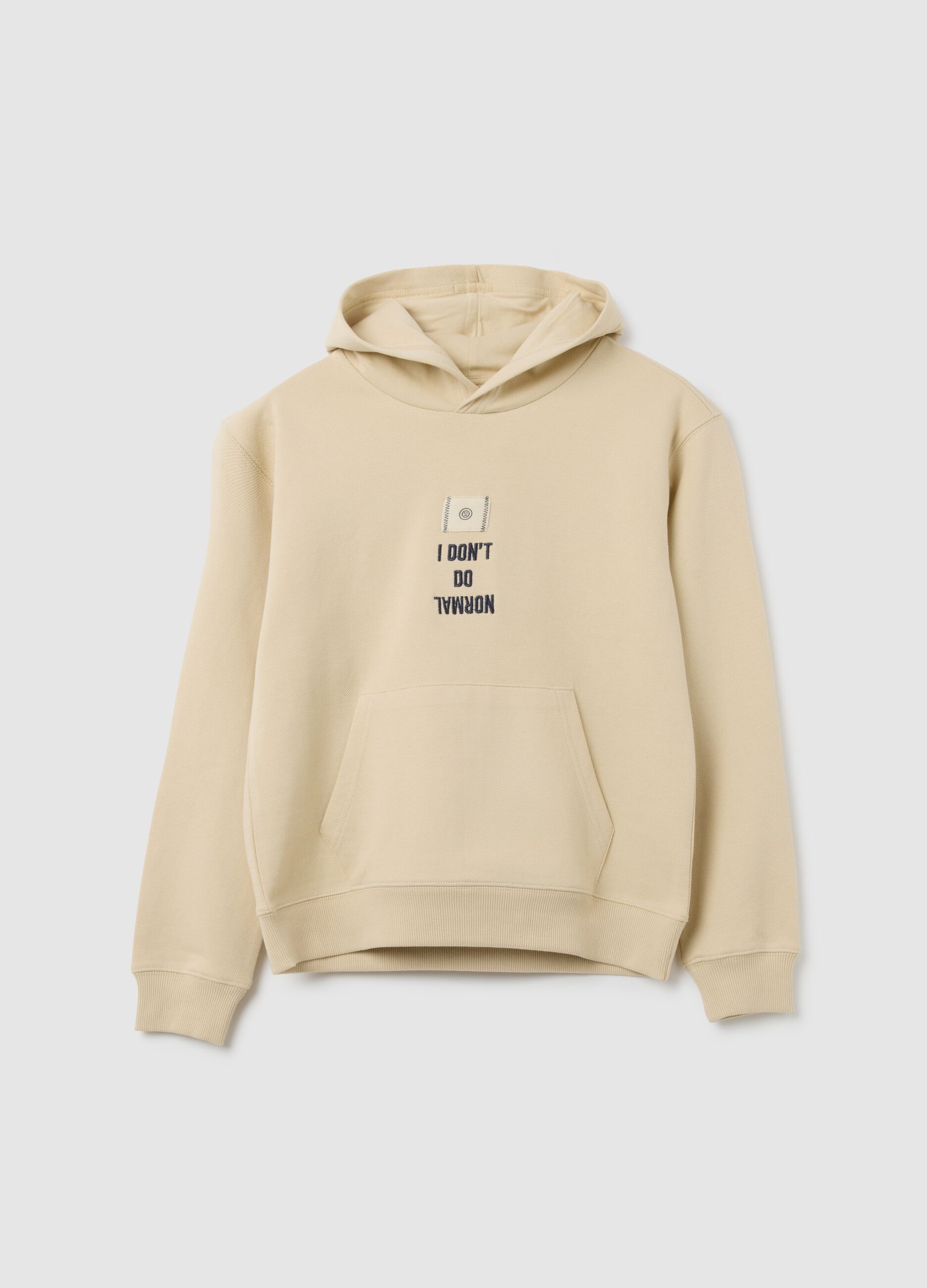 Boy's beige cotton sweatshirt with regular fit