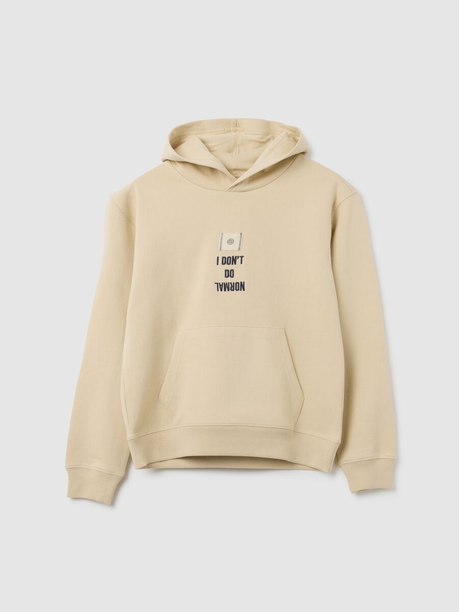 Boy's beige cotton sweatshirt with regular fit_0