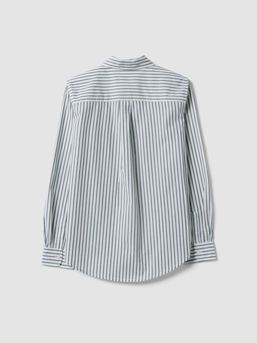 White cotton poplin shirt with purple stripes, regular fit_1