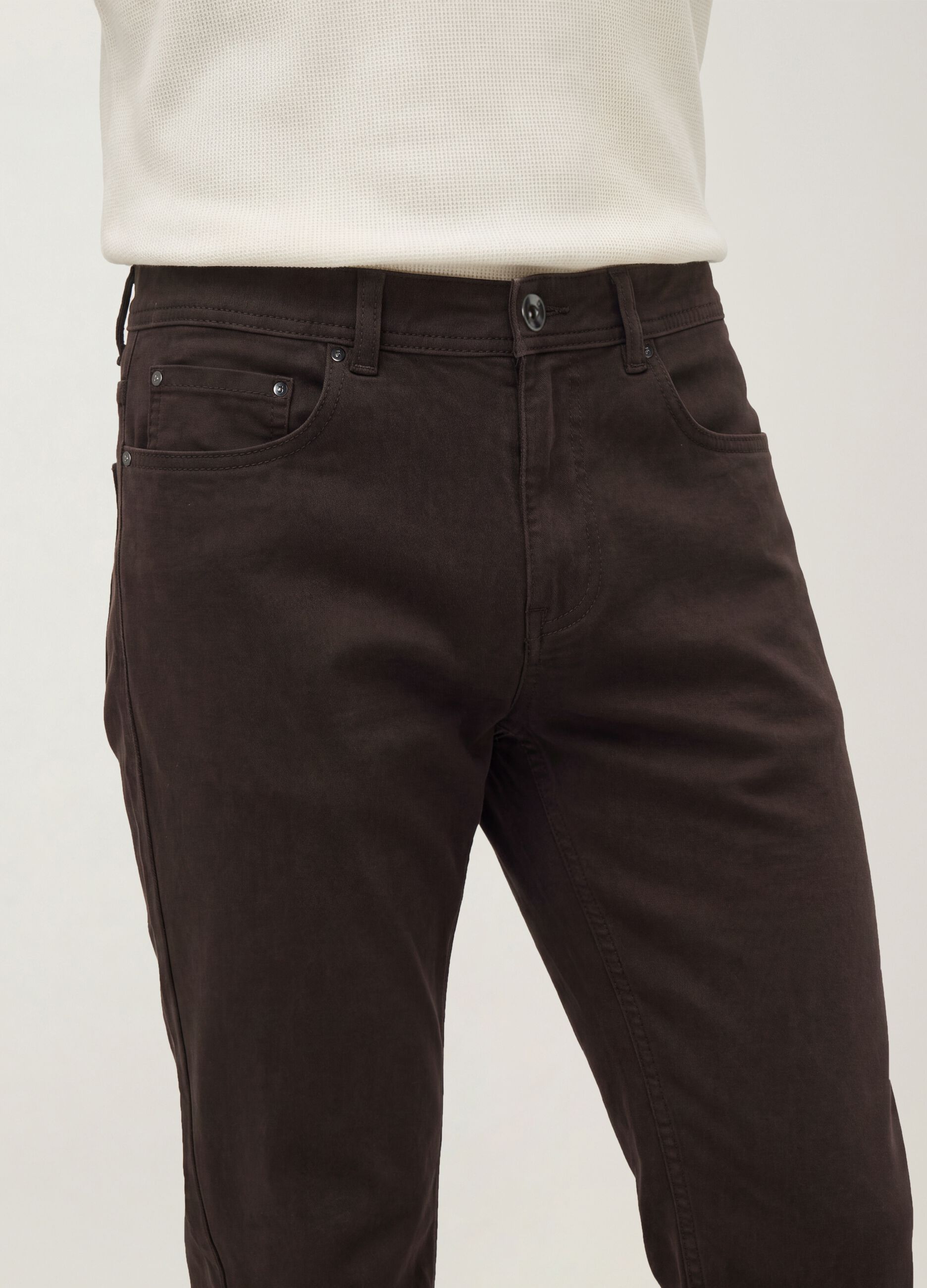 Brown slim-fit stretch cotton trousers
