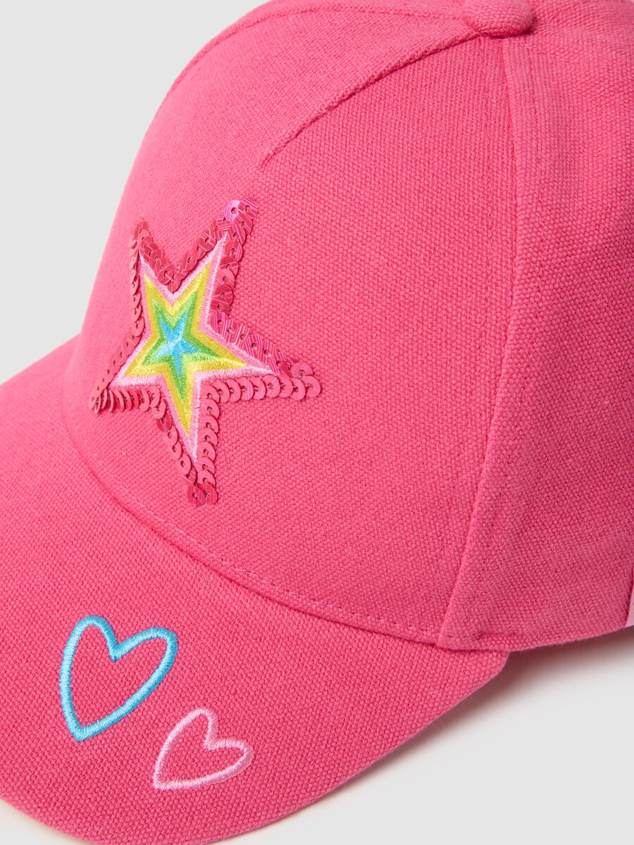 Girls' Pink Pure Cotton Hat with Embroidered Star_2