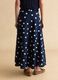 Long blue skirt with white polka dots in cotton and linen blend_2