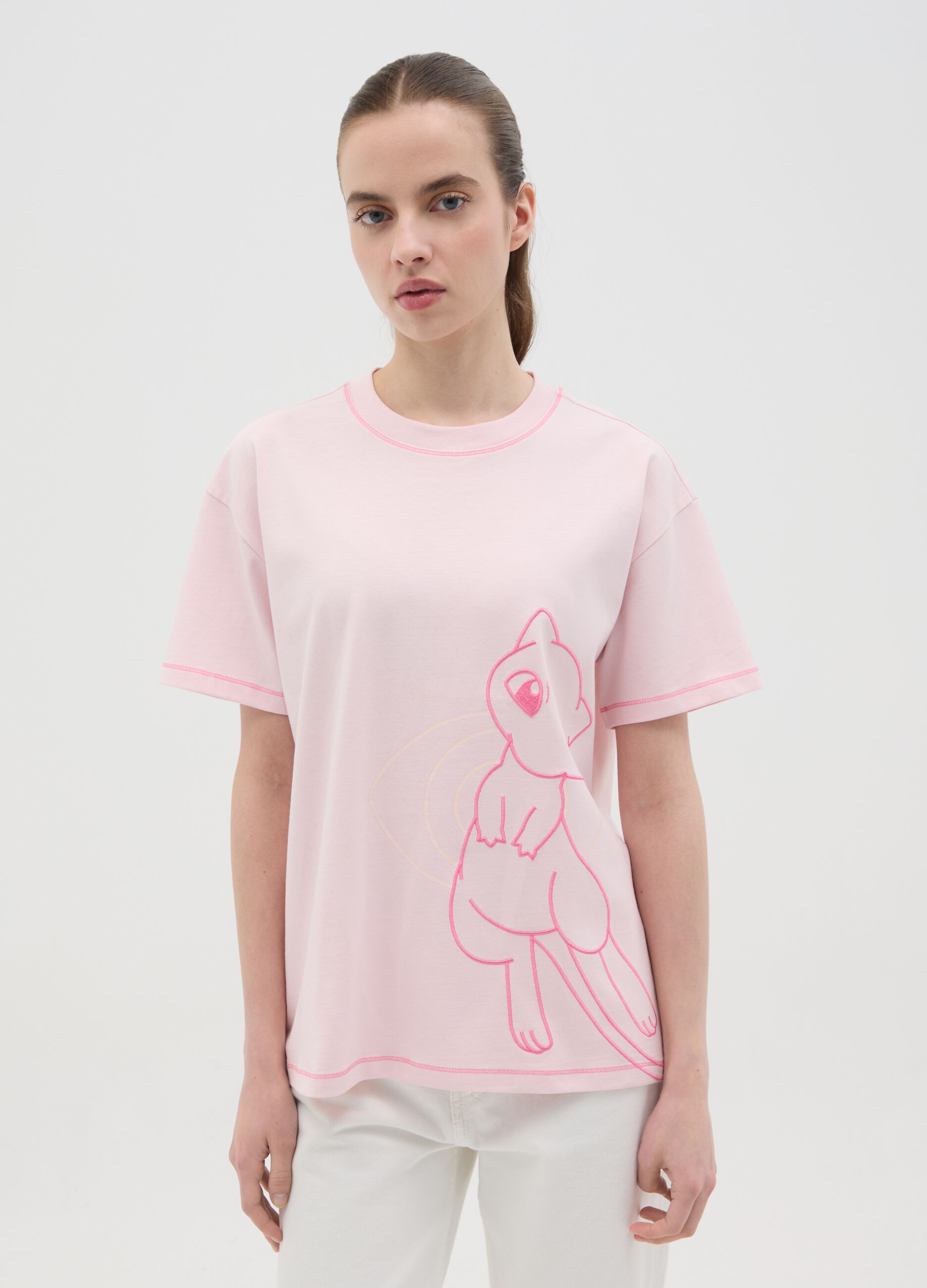T-shirt da donna in puro cotone rosa
