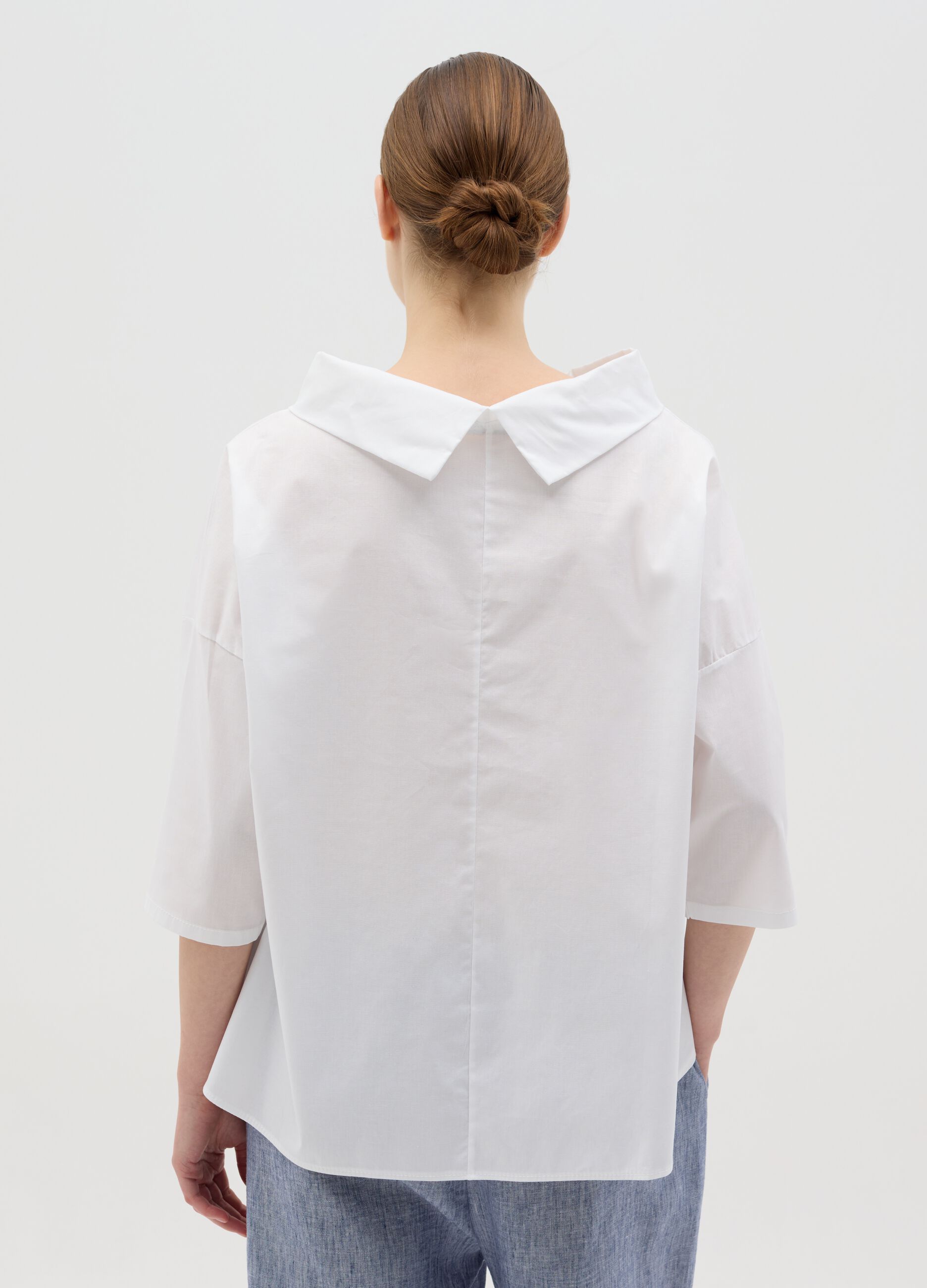 White Hybrid Shirt in Stretch Cotton