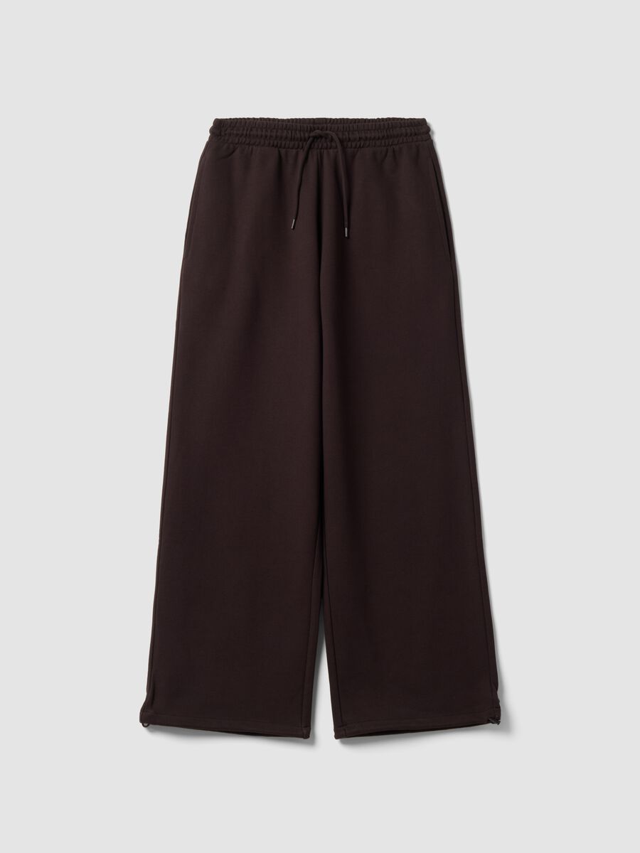 Brown pure cotton joggers with elasticated waist, oversized fit_0
