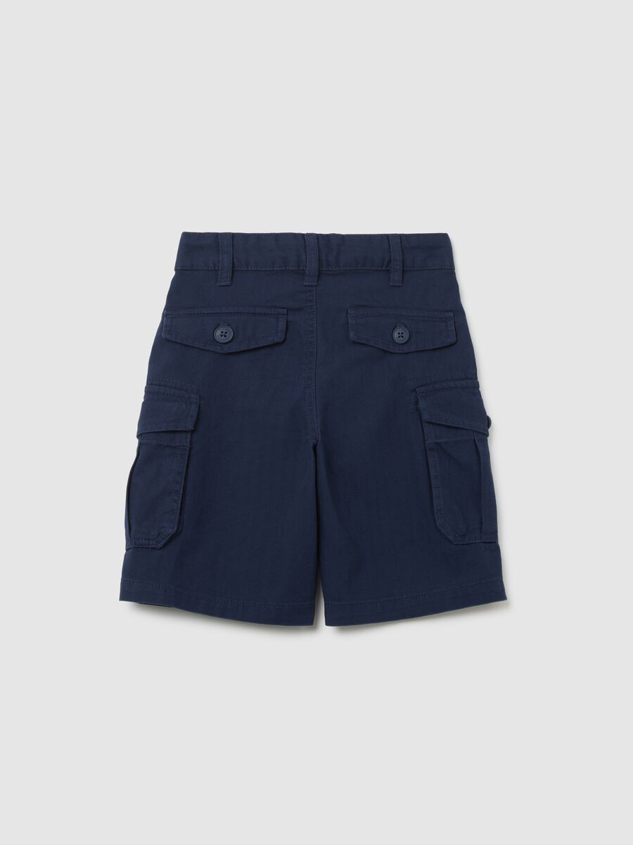 Children's blue regular fit cargo bermuda shorts made of pure cotton with side pockets_1