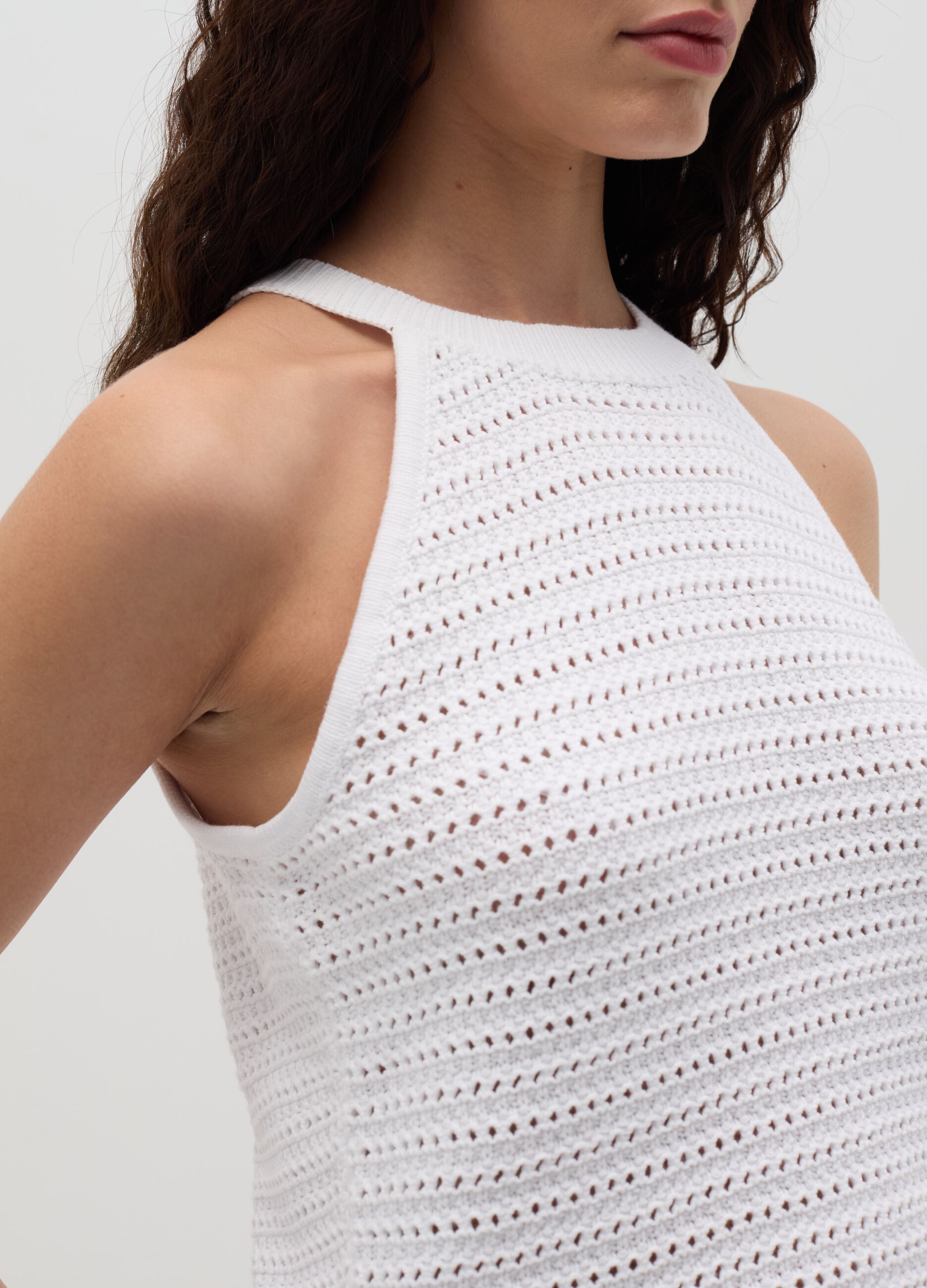 White openwork top with halter neck