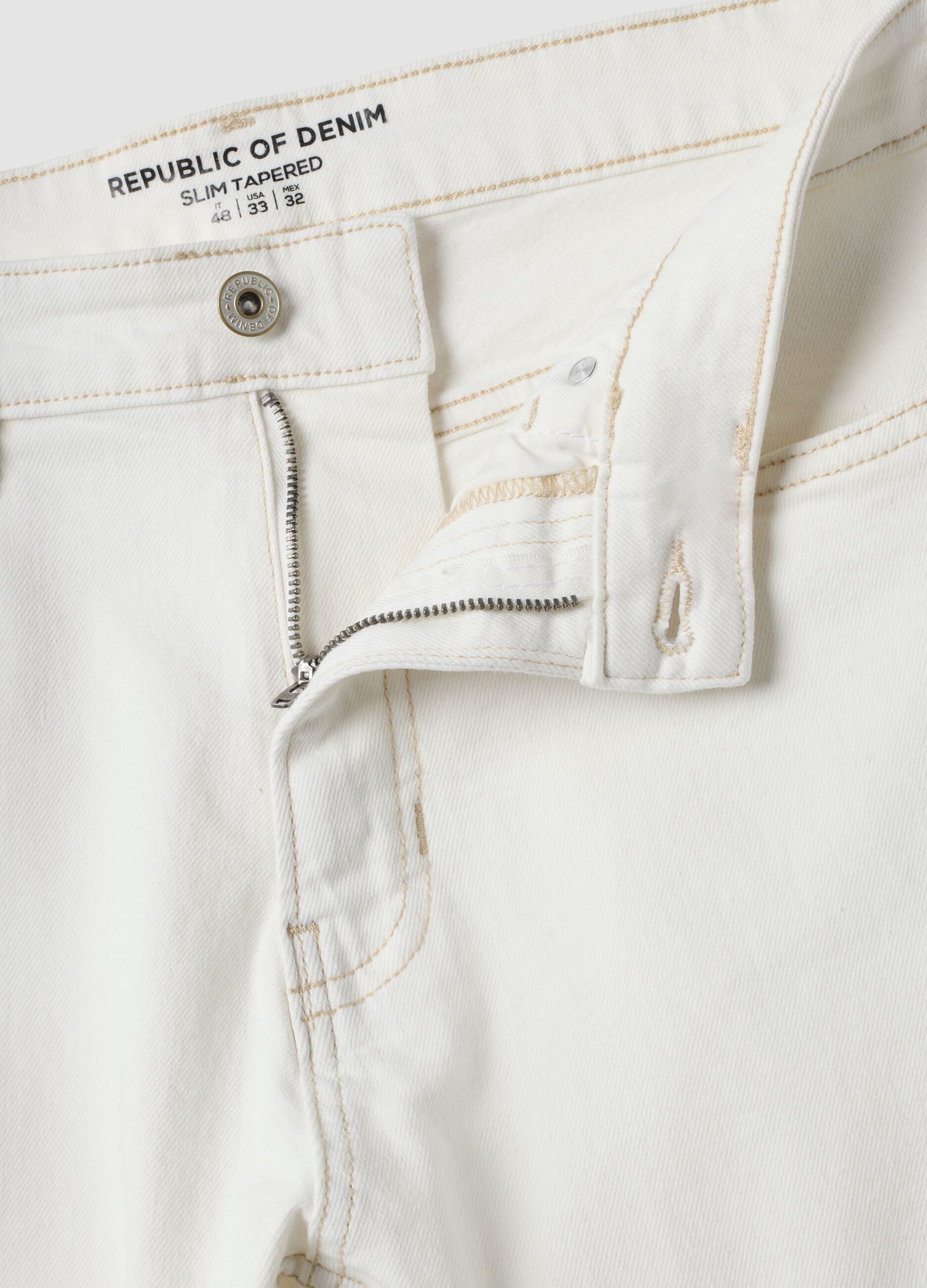 White slim-fit stretch cotton jeans
