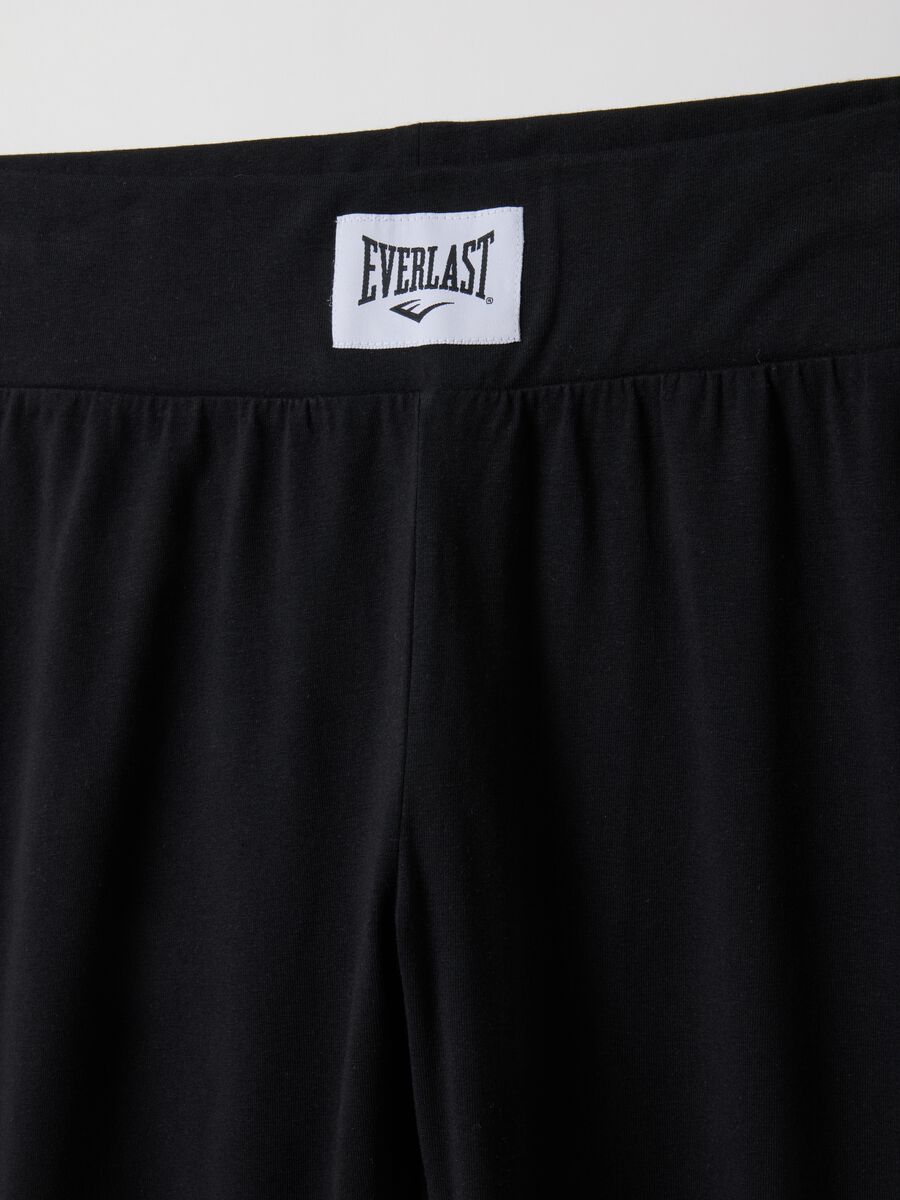 Black Slim Fit Cotton Stretch Leggings with Everlast Logo_5