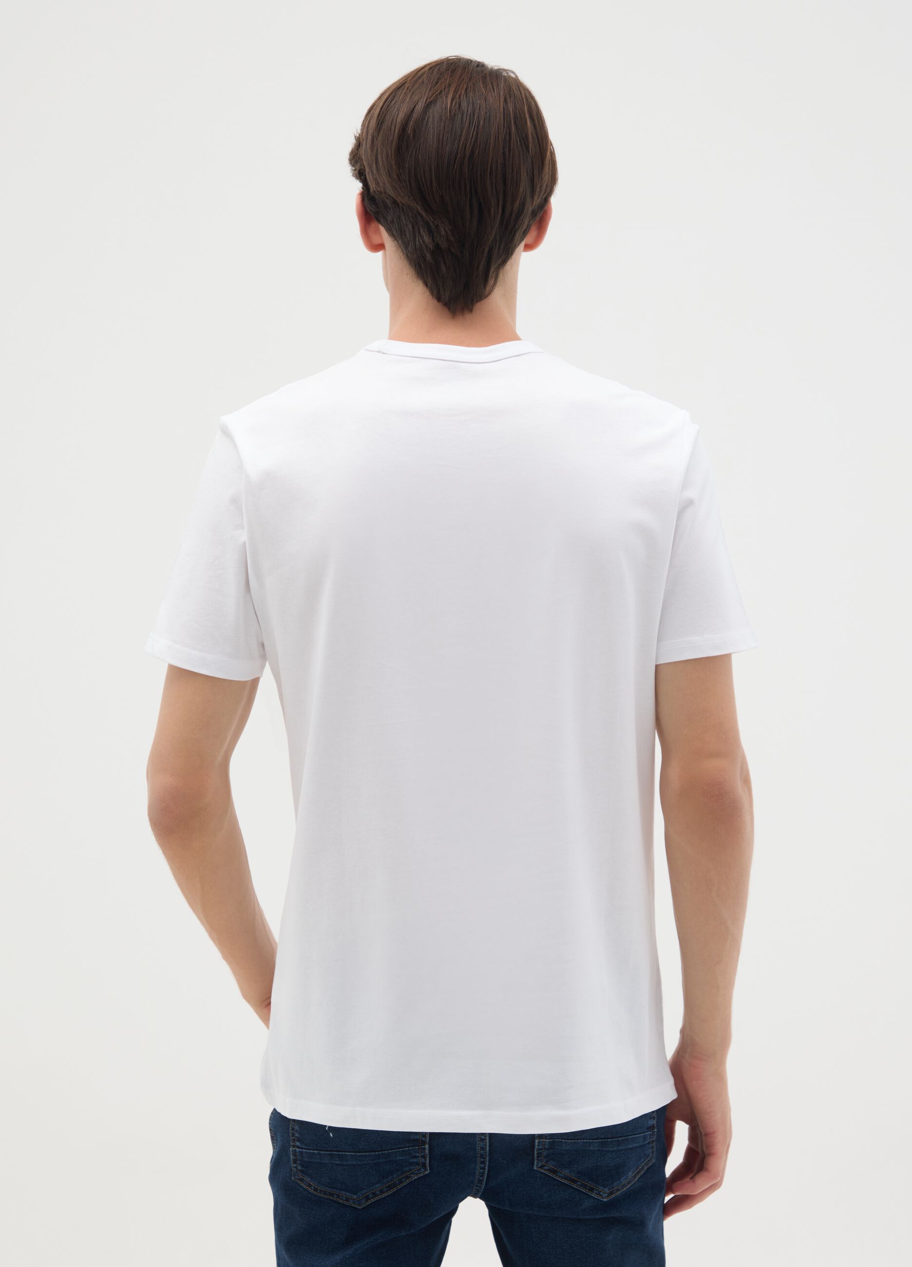 White pure cotton t-shirt regular fit with sushi print
