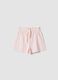 Girls&rsquo; pure cotton white and pink striped shorts with prints_0