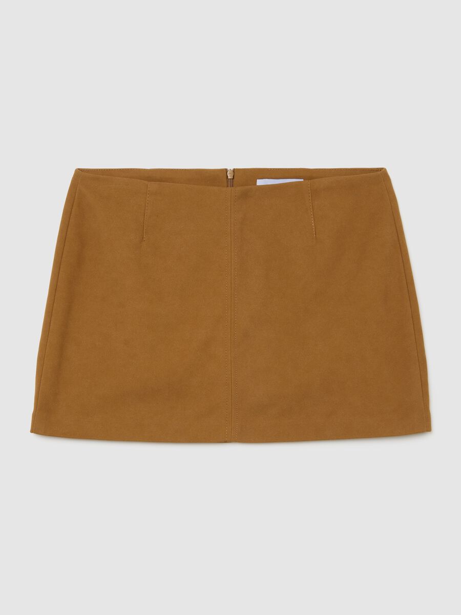 Brown Faux Leather Mini Skirt_5