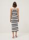 Fitted maxi dress in pure cotton with openwork knit and multicolour stripes_2