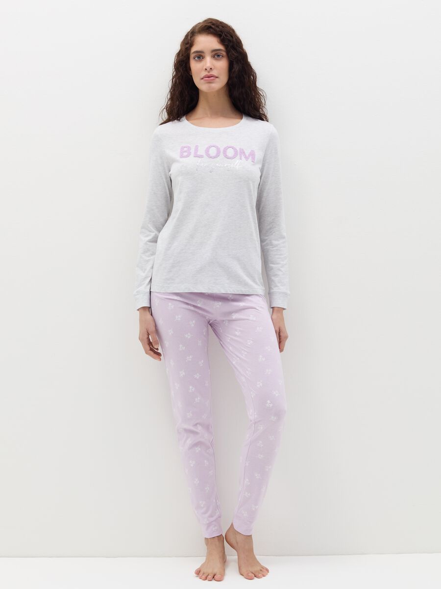 Cotton pyjamas with bouclé lettering_0
