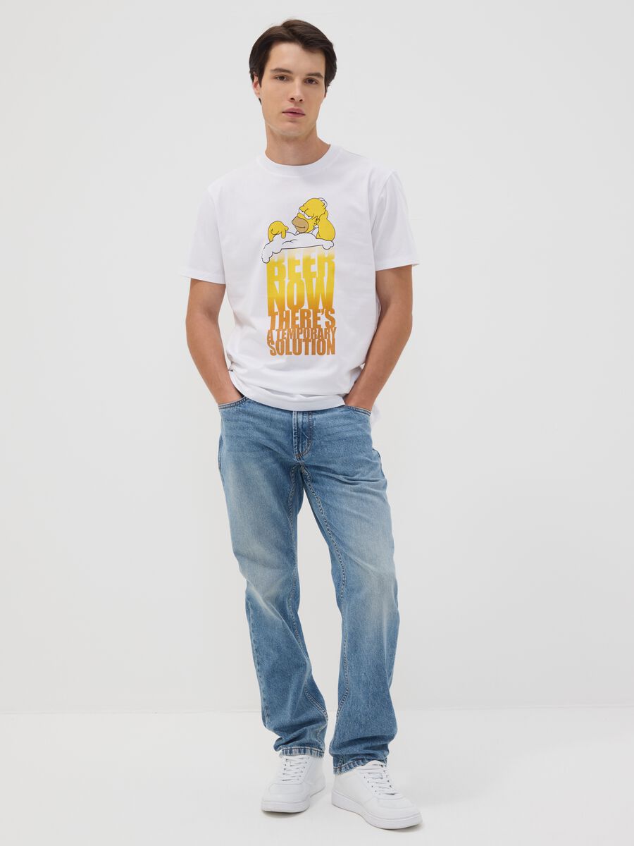 White pure cotton T-shirt with Simpsons print_2