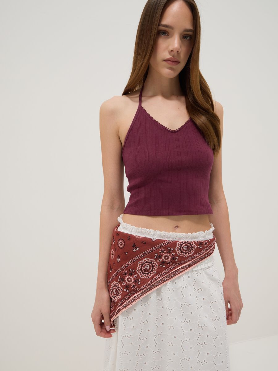 Purple ribbed pure cotton top_1