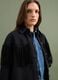 Giacca nera in denim di puro cotone con frange_2