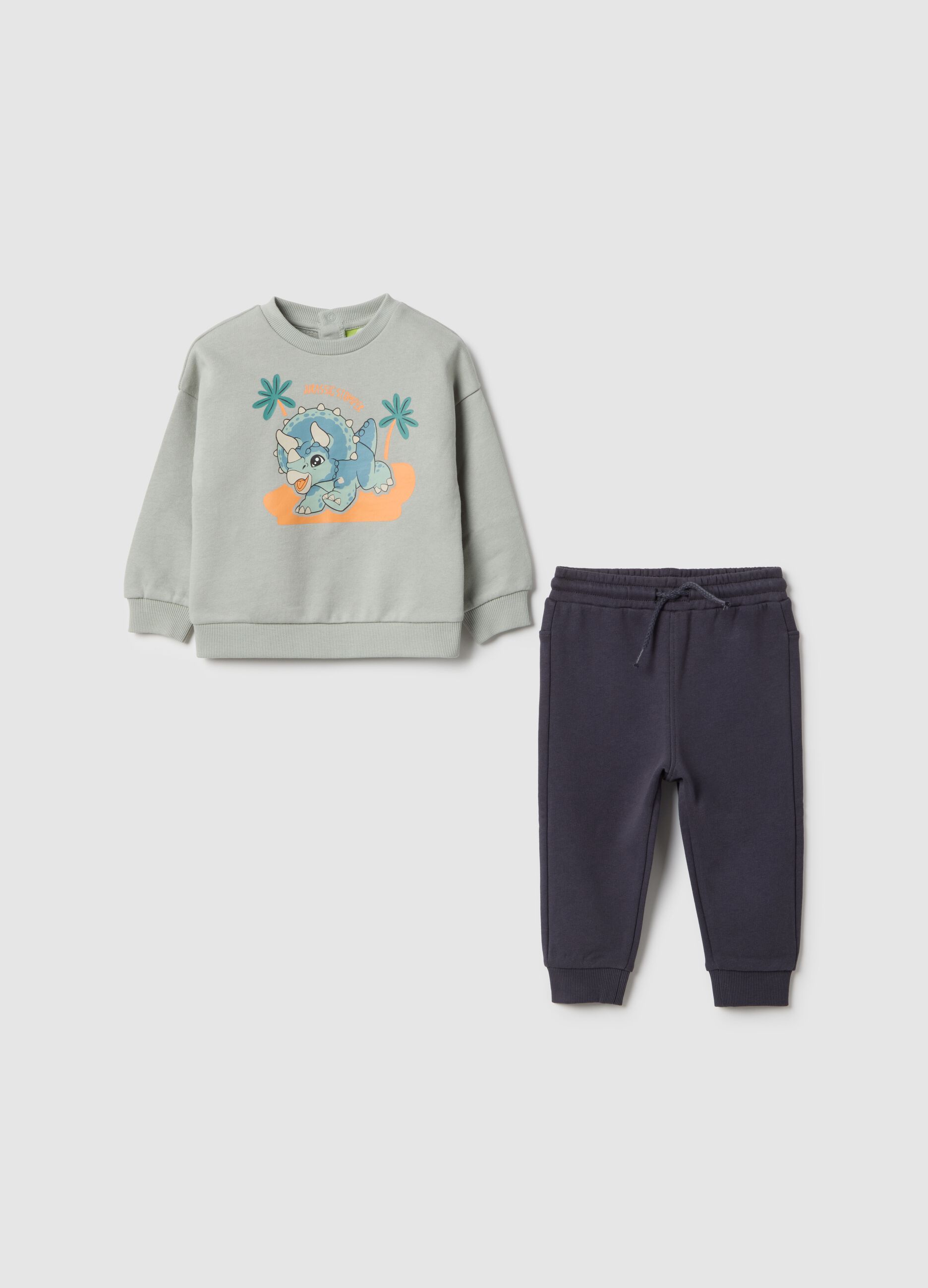 Multicolour pure cotton sweatshirt and trousers set for boys - regular fit