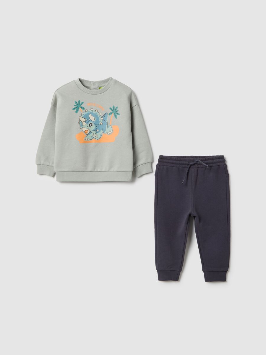 Multicolour pure cotton sweatshirt and trousers set for boys - regular fit_0