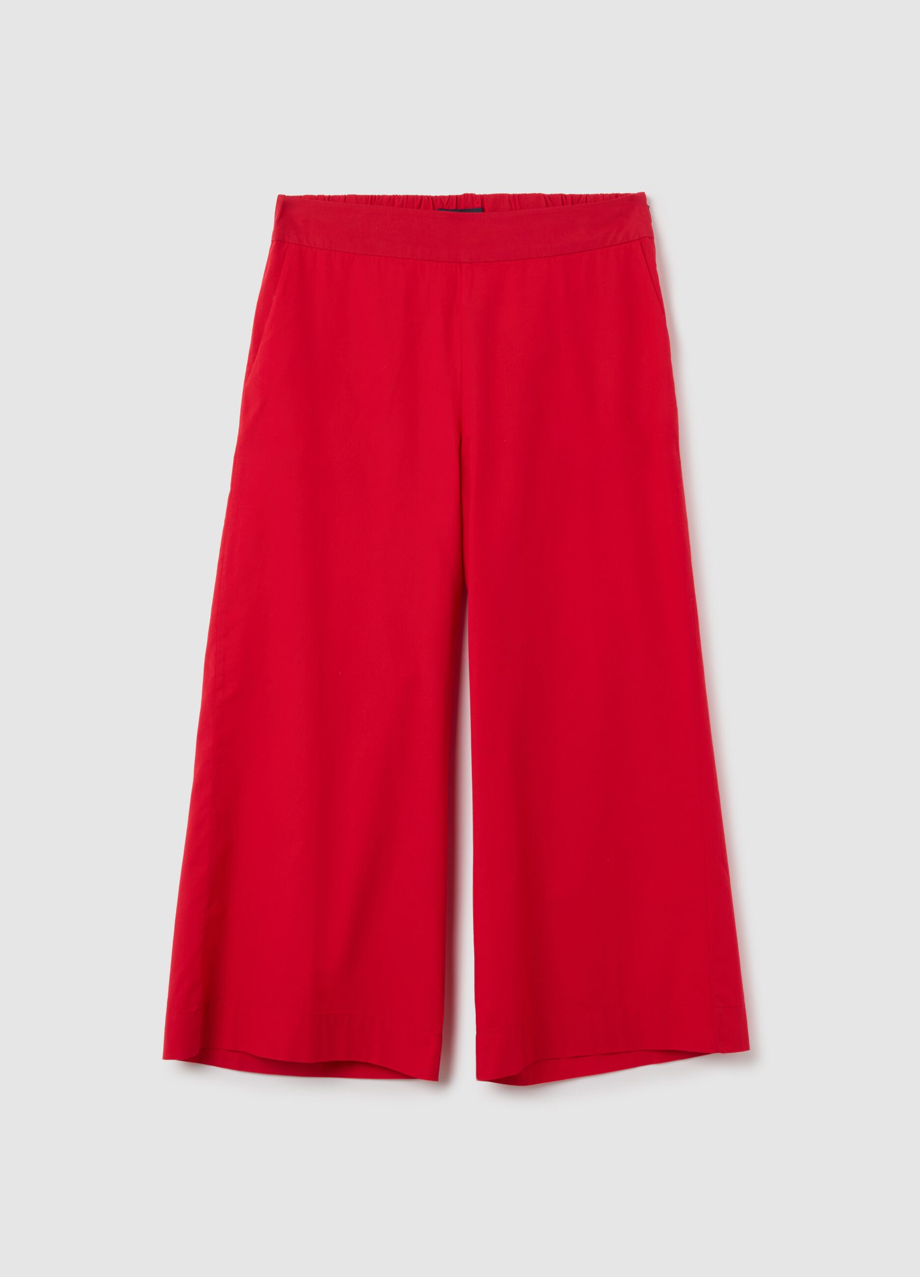 Pantaloni culotte da donna in puro cotone rossi wide leg