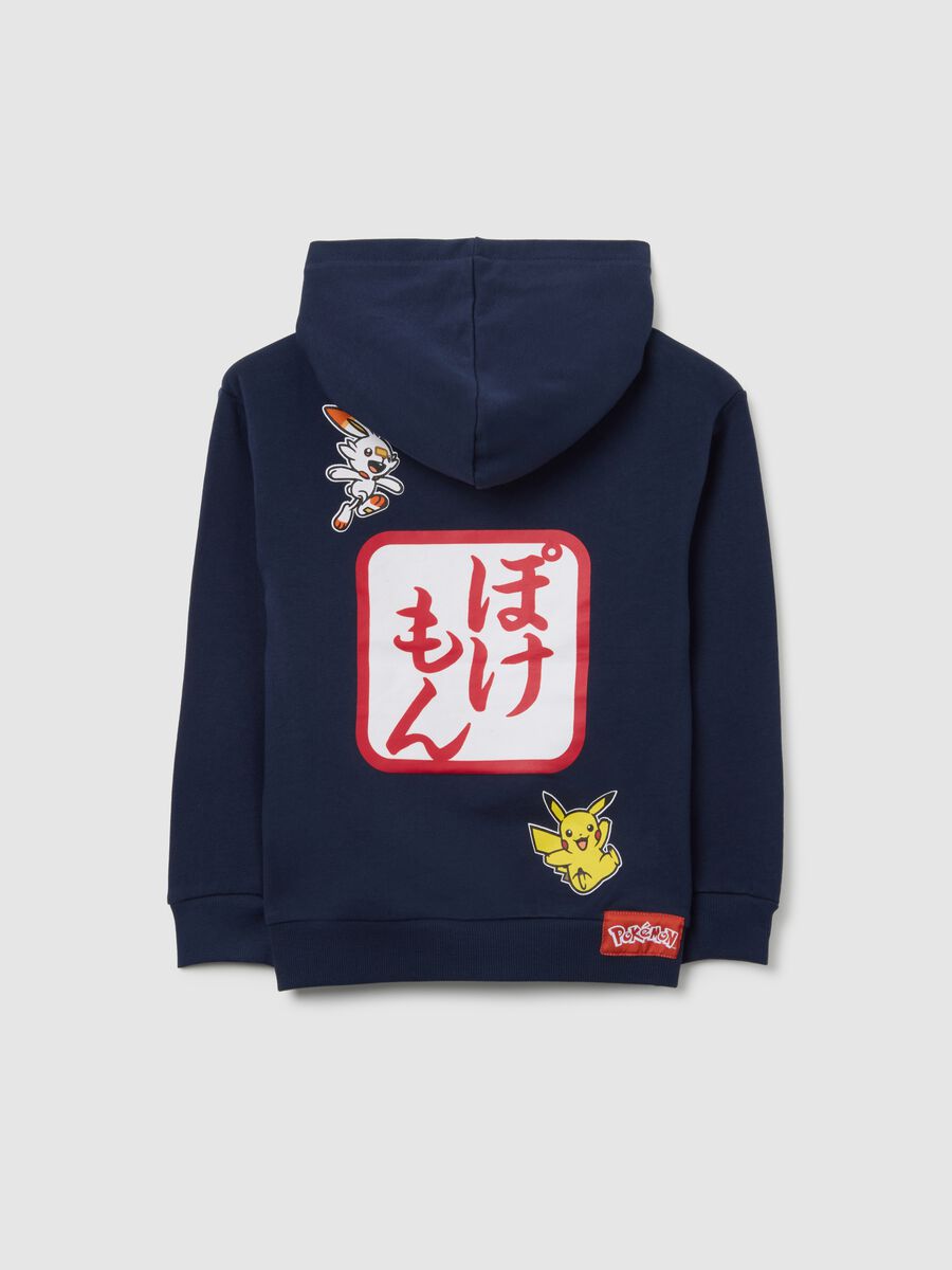 Children's blue pure cotton sweatshirt with fit style and Pokémon print_1