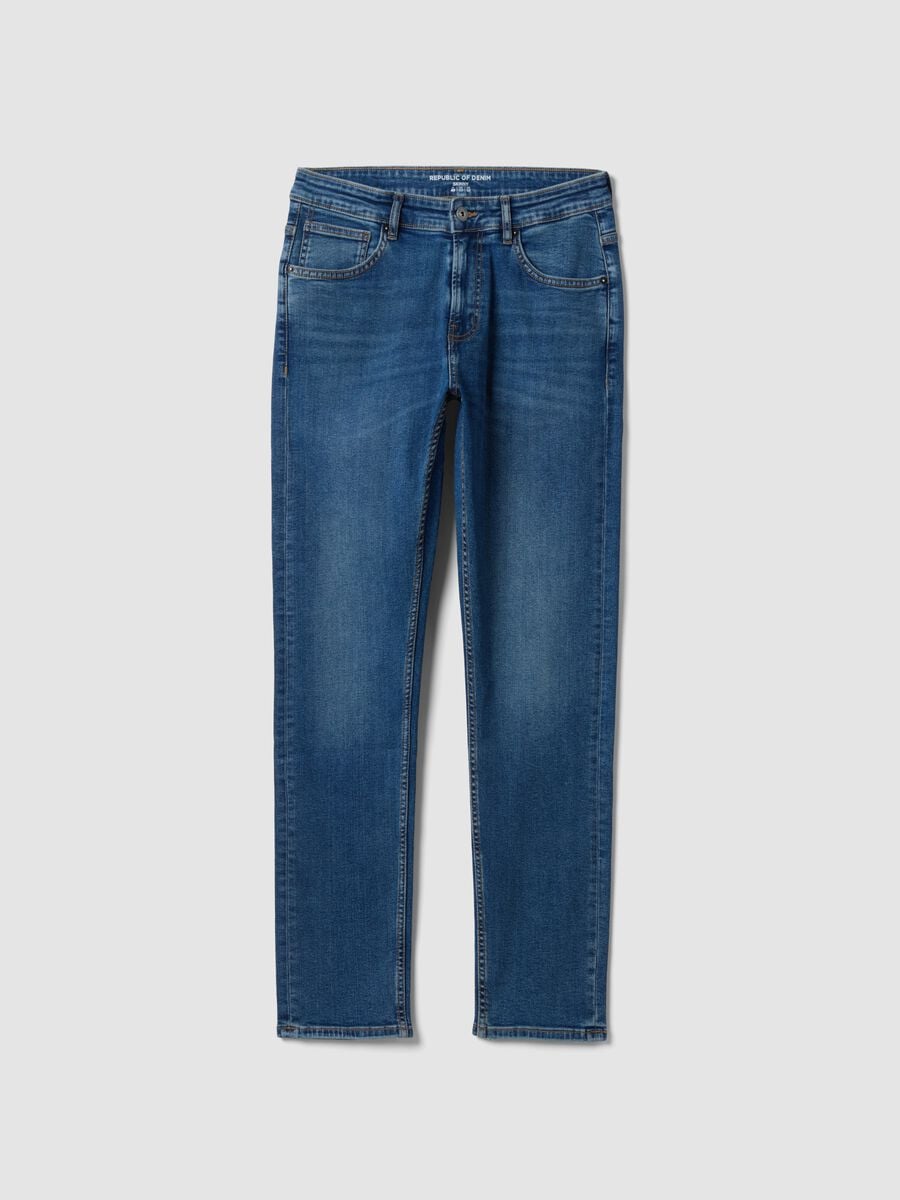 Jeans denim blu in cotone elasticizzato skinny fit_0